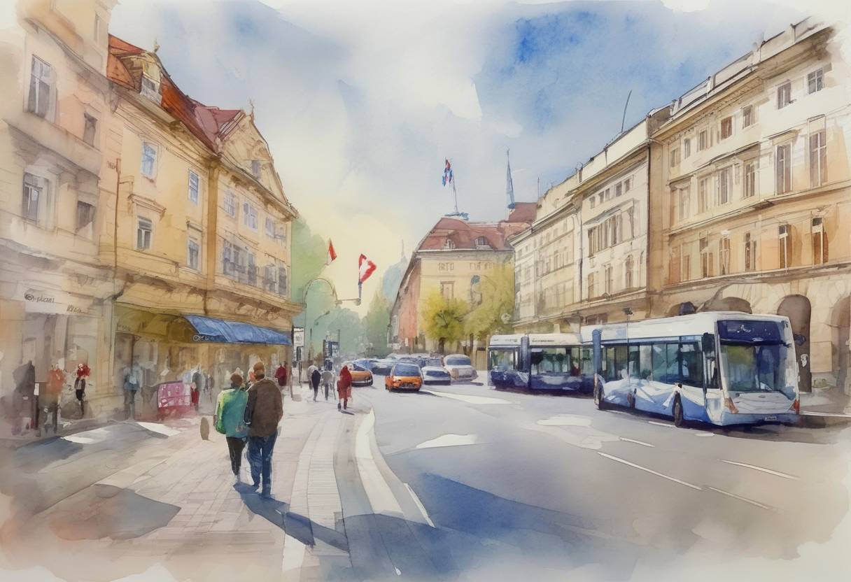 Watercolor painting based depiction of Croatia assumes the presidency of the Council of the European Union for the first time. (2020)