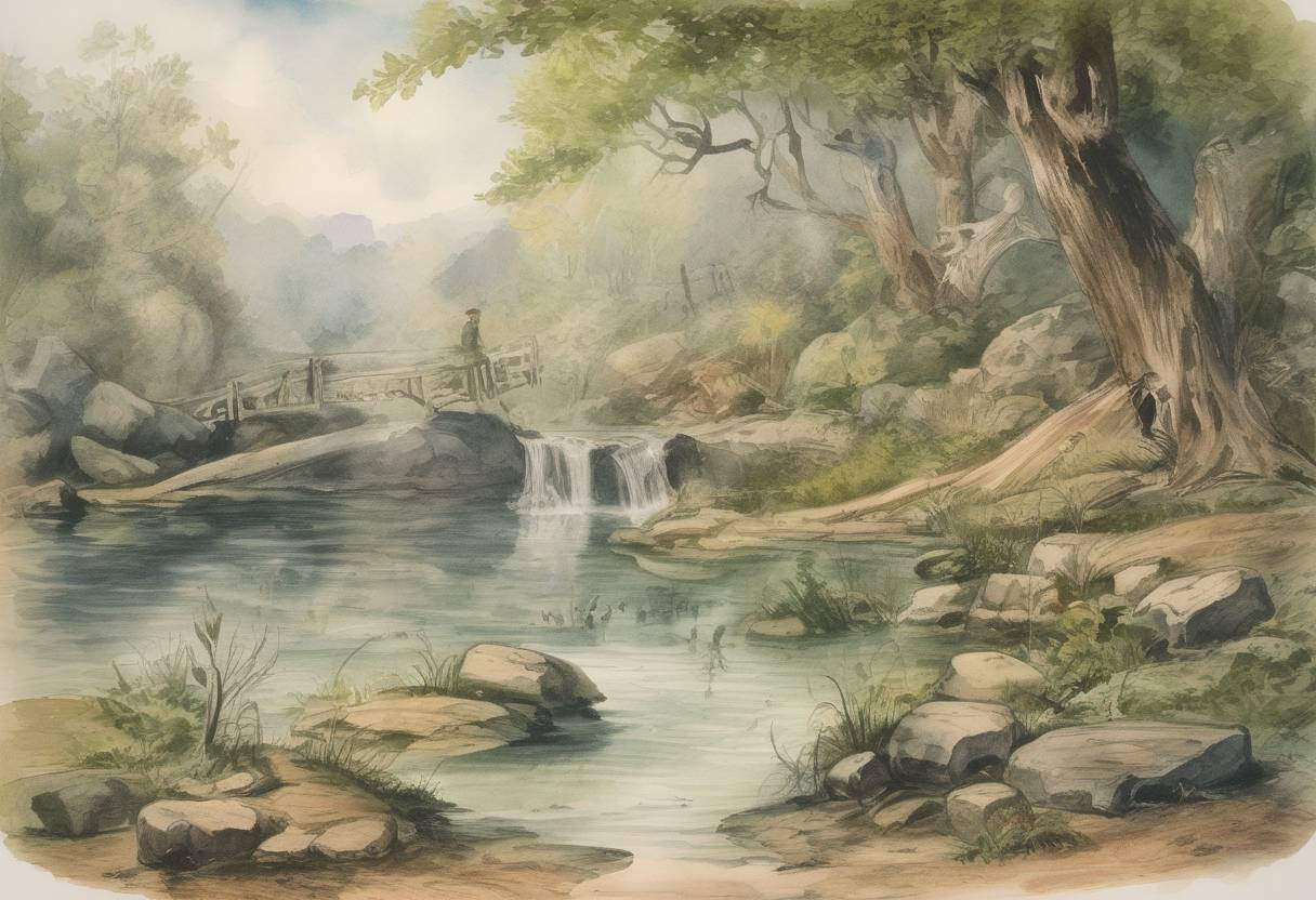 Watercolor painting based depiction of Mark Twain's short story 'The Celebrated Jumping Frog of Calaveras County' is published in the New York Saturday Press. (1865)