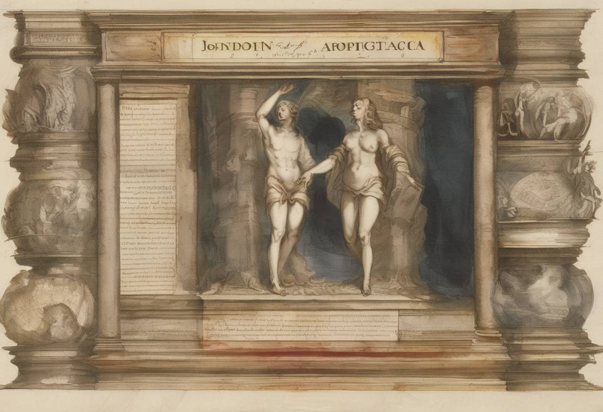 Watercolor painting based depiction of John Milton publishes 'Areopagitica', a pamphlet decrying censorship and advocating for the freedom of the press, which becomes a foundational text in the history of free speech. (1644)