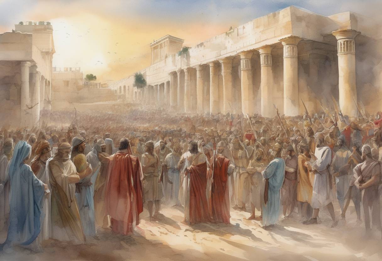 Watercolor painting based depiction of The Vandal king Huneric died, leading to a succession crisis in the Vandal Kingdom in North Africa. Huneric's death marked the beginning of the decline of Vandal power in the region. (484)