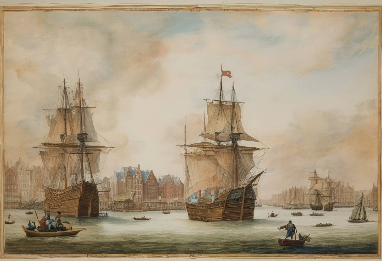 Watercolor painting based depiction of New Amsterdam, later renamed New York City, was incorporated. (1653)