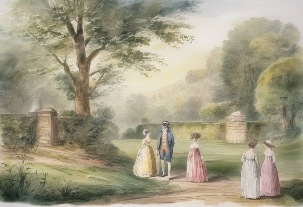 Watercolor painting based depiction of Pride and Prejudice by Jane Austen is first published in the United Kingdom. (1813)
