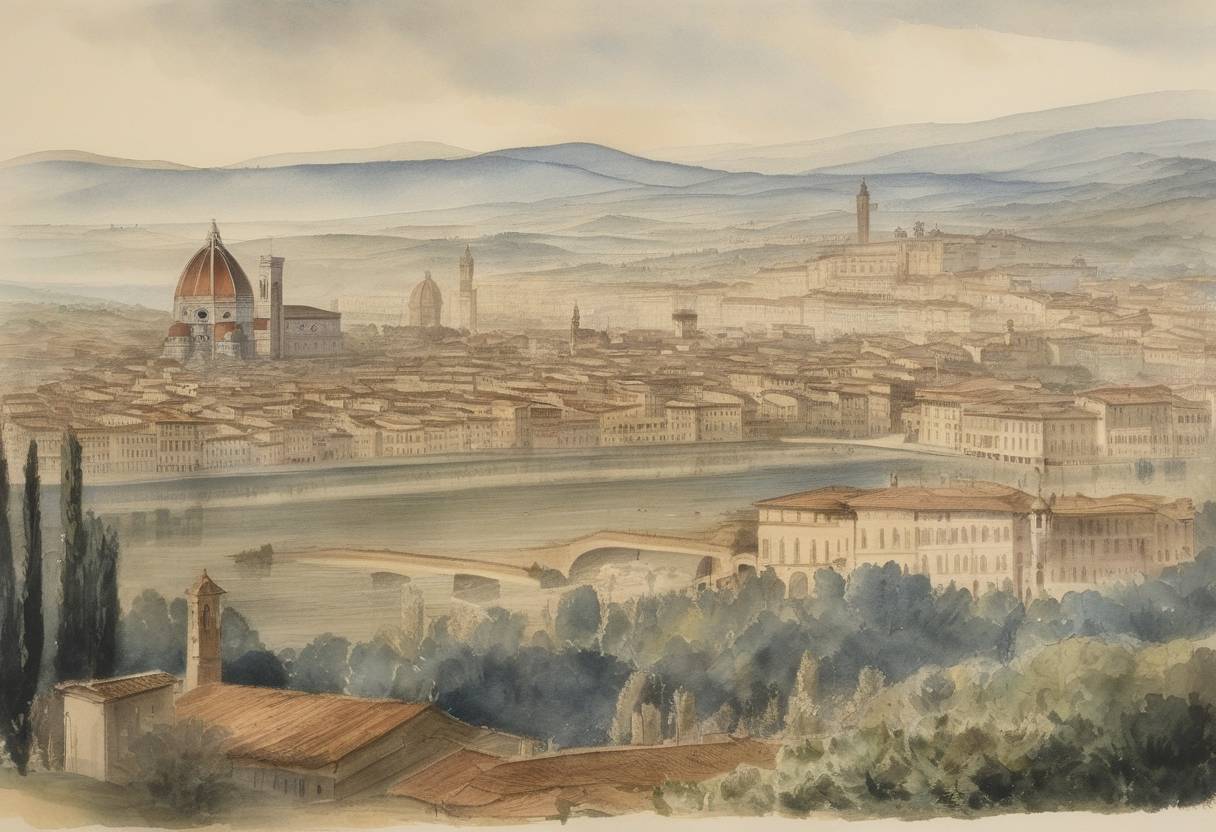 Watercolor painting based depiction of The Grand Duchy of Tuscany becomes the first modern state to abolish the death penalty. (1786)