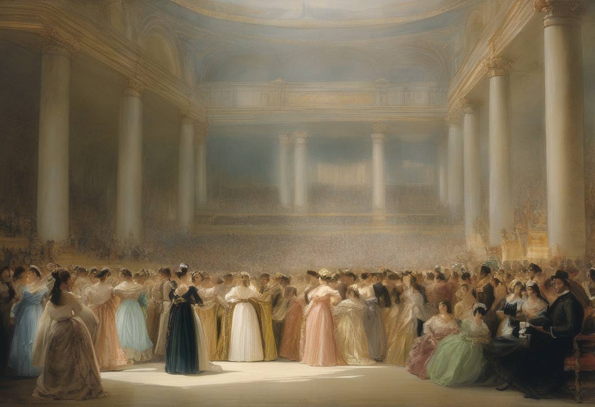 Watercolor painting based depiction of Amilcare Ponchielli's opera, 'La Gioconda', premiered at La Scala in Milan. (1892)