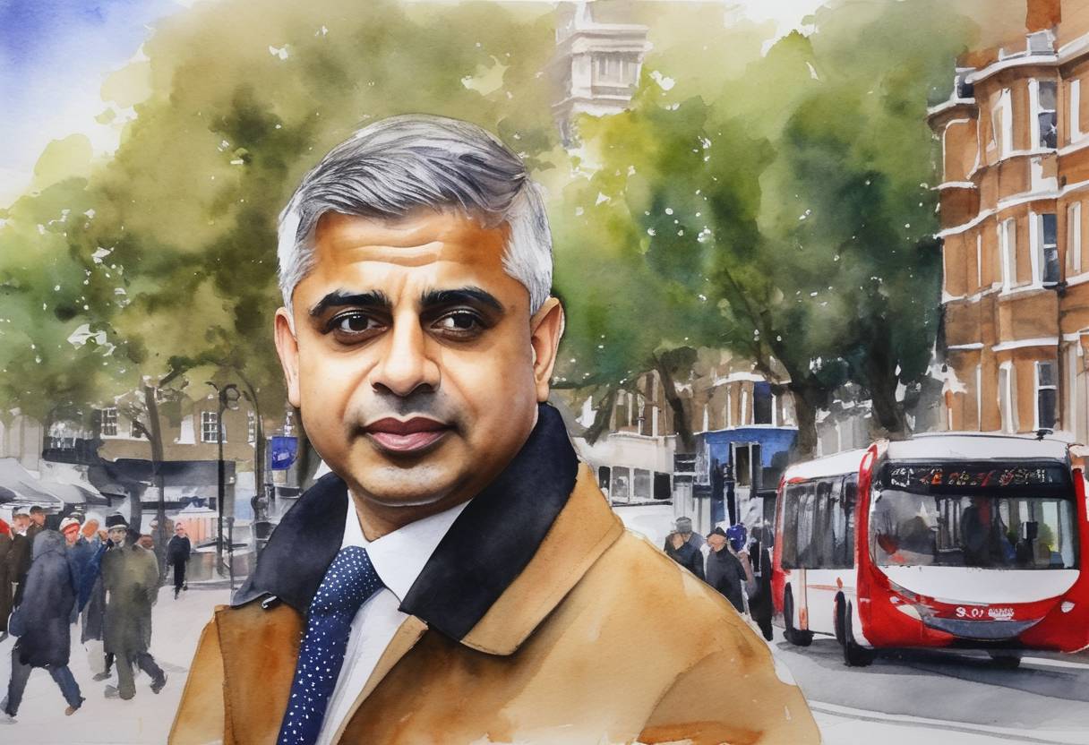 Watercolor painting based depiction of Sadiq Khan was elected as the Mayor of London, becoming the first Muslim to lead a major Western capital, which underscored London's diversity and multiculturalism. (2016)