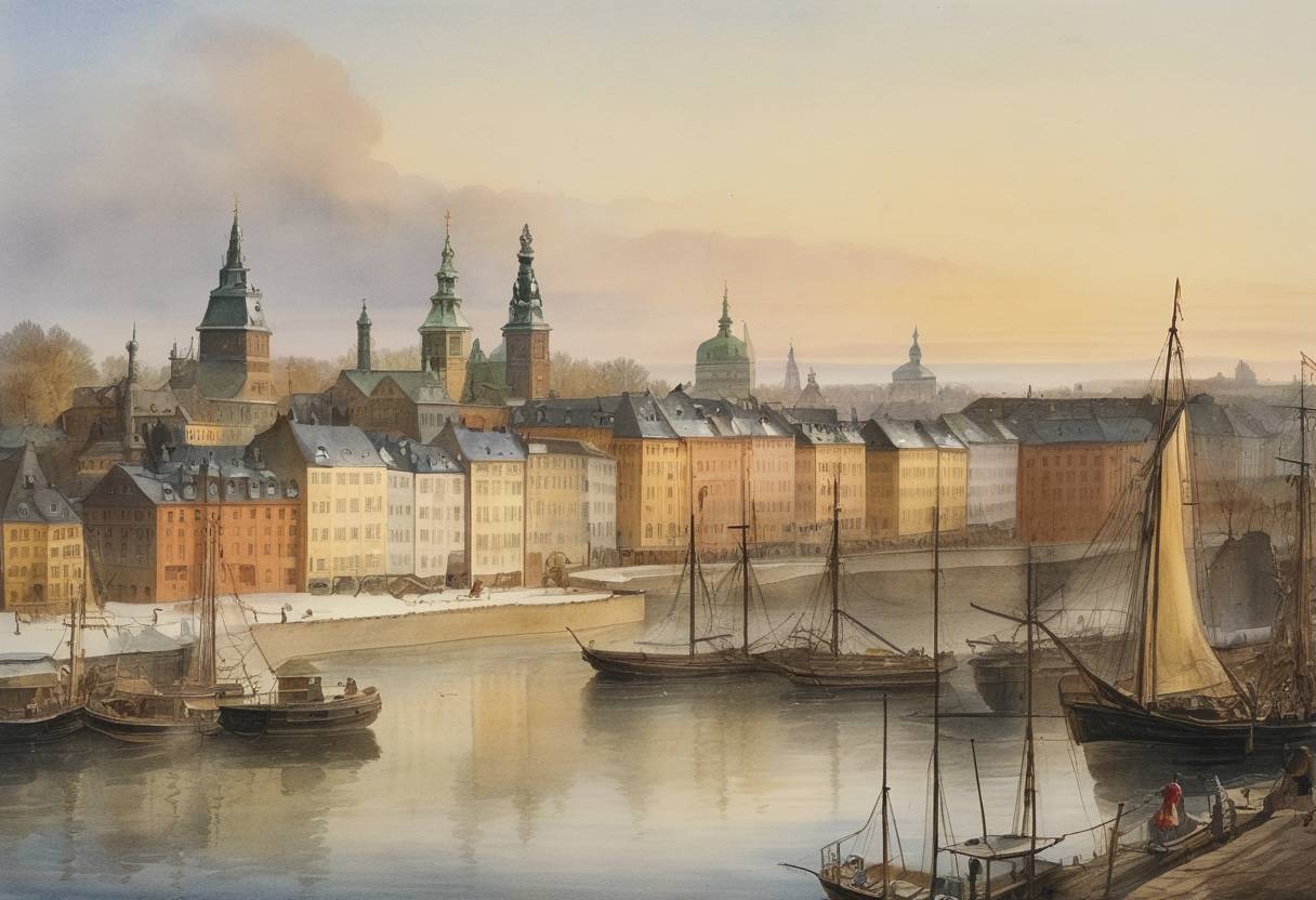 Watercolor painting based depiction of Today marks the end of the 'old style' Julian calendar in Sweden. Sweden, in an attempt to switch to the Gregorian calendar, made a one-time adjustment where February 30th was skipped this year, allowing for February 28 to be the last day of February. (1700)