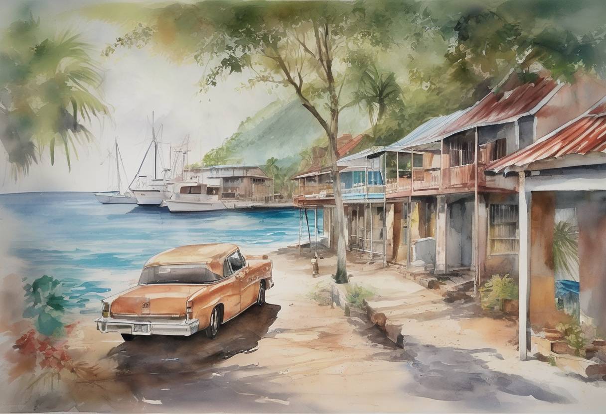 Watercolor painting based depiction of Antigua and Barbuda joined the United Nations as a member state, following its independence from the United Kingdom. (1981)