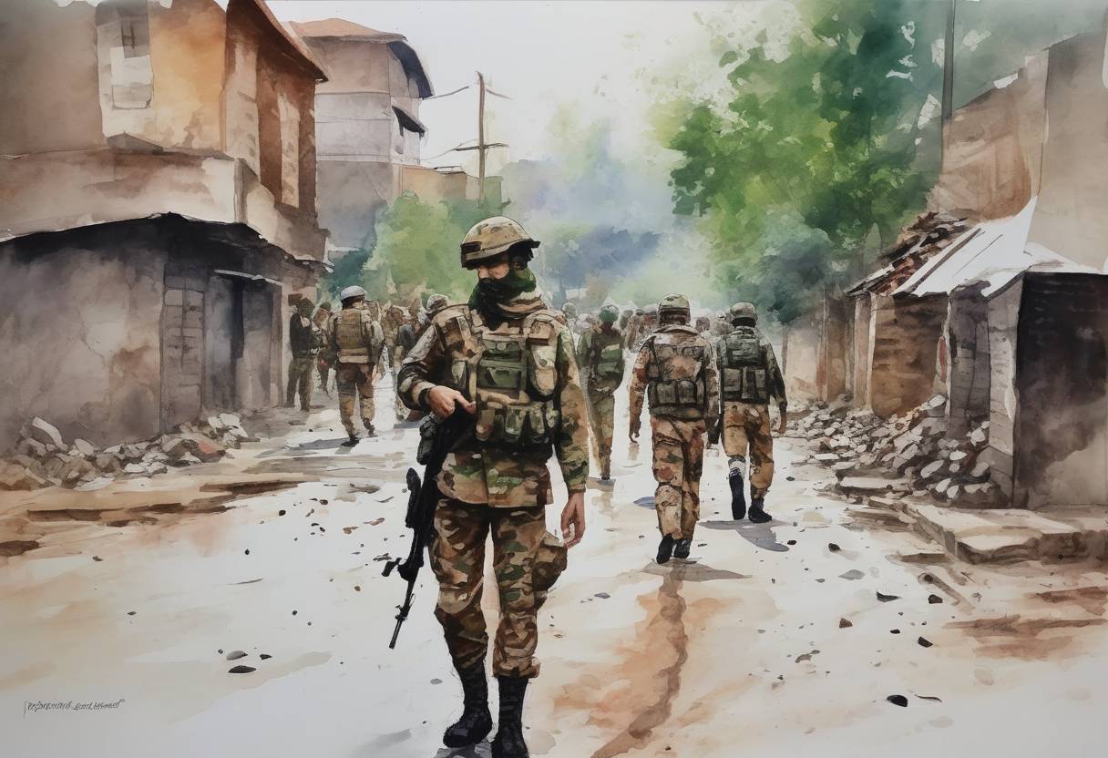 Watercolor painting based depiction of A suicide bombing in Pulwama, Jammu and Kashmir, killed 40 Indian Central Reserve Police Force personnel, escalating tensions between India and Pakistan. (2019)