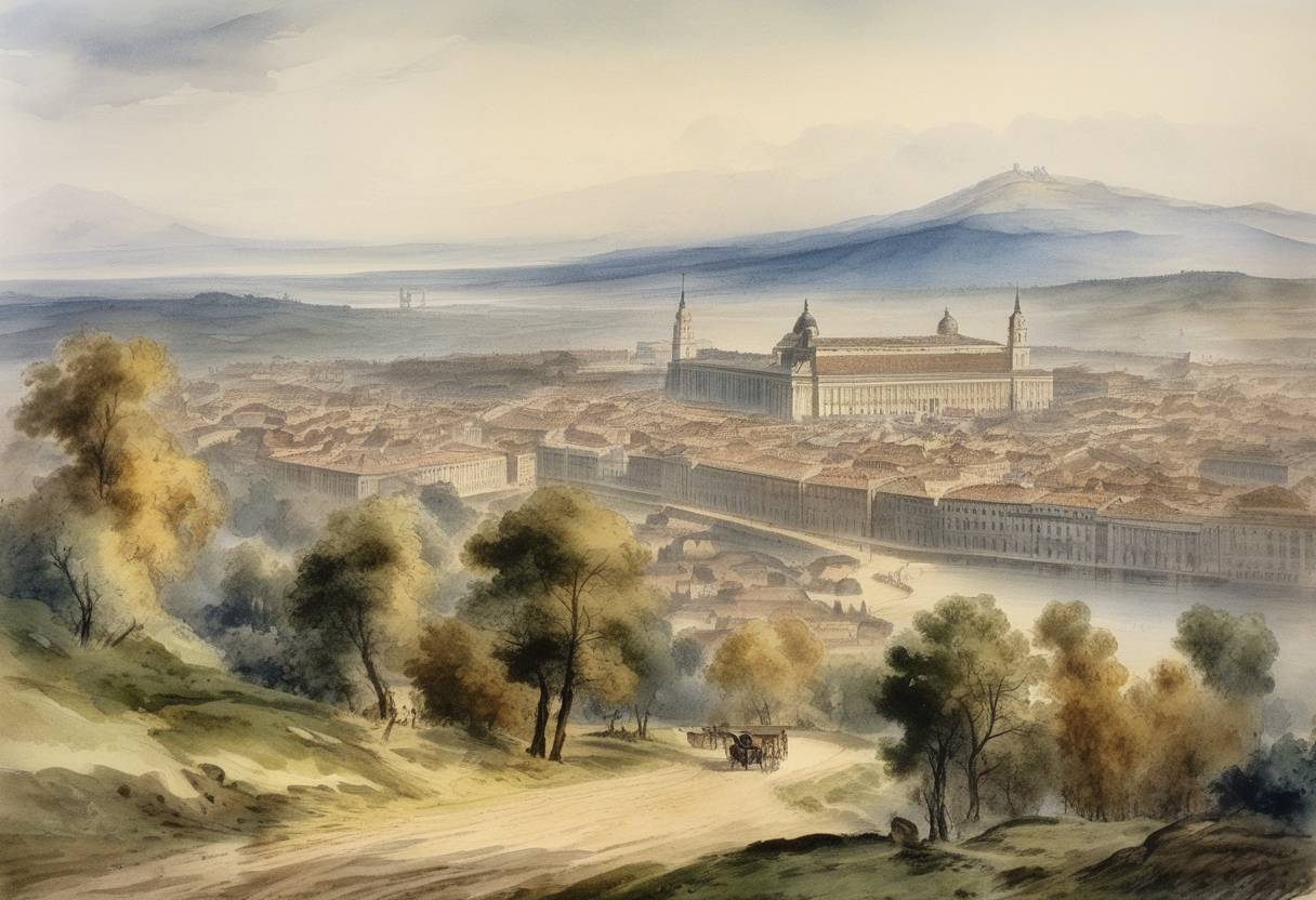 Watercolor painting based depiction of In Italy, the Parliament of Piedmont-Sardinia under the rule of King Victor Emmanuel II proclaimed the unification of Italy, which laid groundwork for the formal creation of the Kingdom of Italy in March 1861. (1861)
