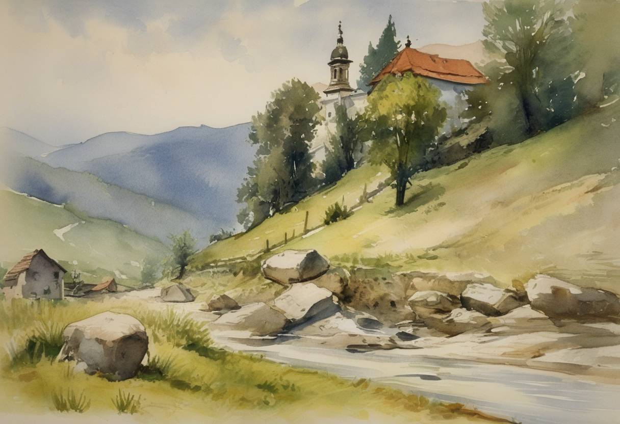 Watercolor painting based depiction of The Republic of Prekmurje, a short-lived unrecognized state, was established after the collapse of the Austro-Hungarian Empire. (1919)