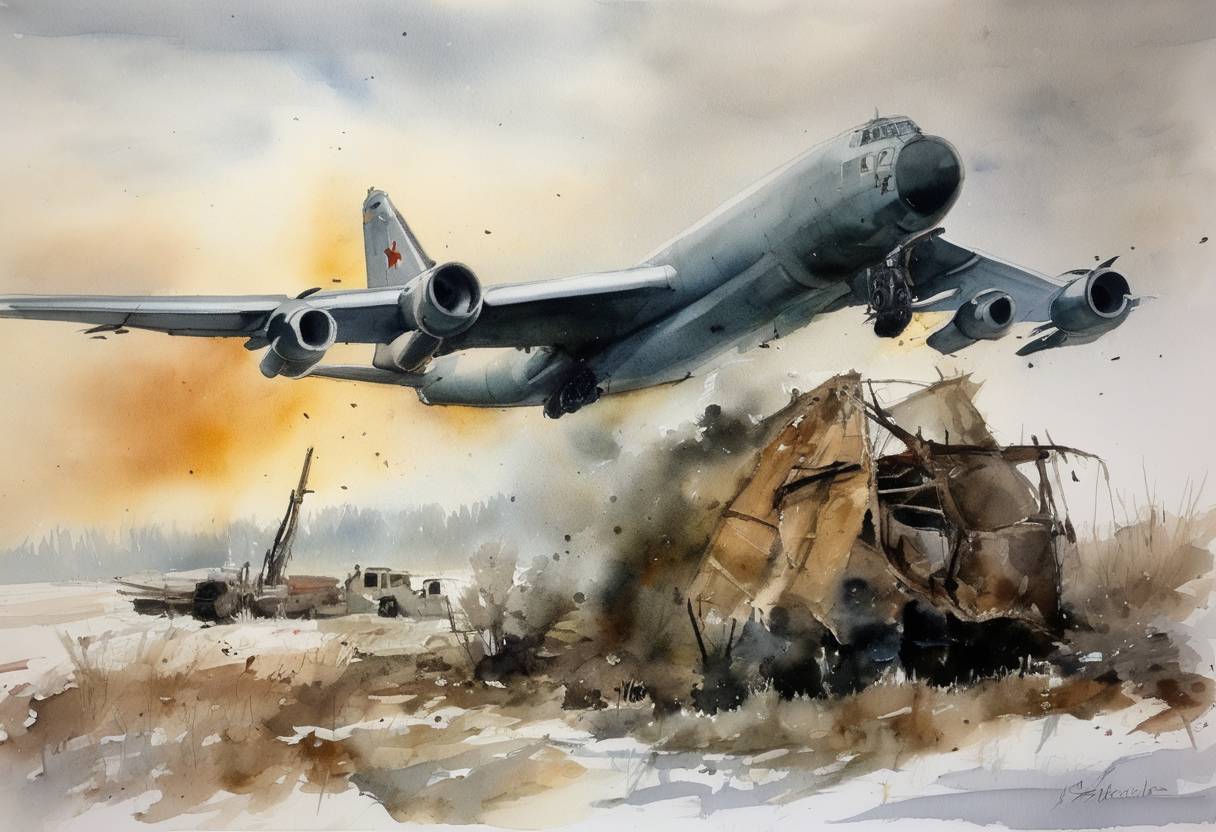 Watercolor painting based depiction of A Polish Air Force Tu-154 crashed near Smolensk, Russia, killing 96 people, including Polish President Lech Kaczyński and numerous government and military officials. (2010)