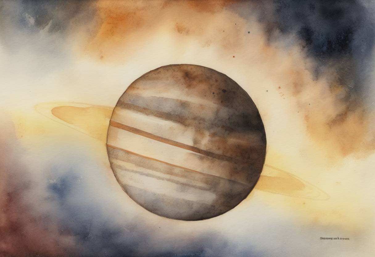 Watercolor painting based depiction of The transit of Mercury across the face of the Sun was visible from Earth, a rare astronomical event that occurs approximately 13 times in a century. (2016)