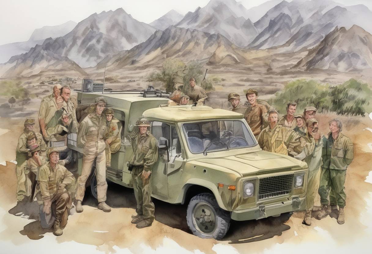 Watercolor painting based depiction of The final episode of the television series M*A*S*H airs, becoming the most-watched television episode in U.S. history at that time. (1983)