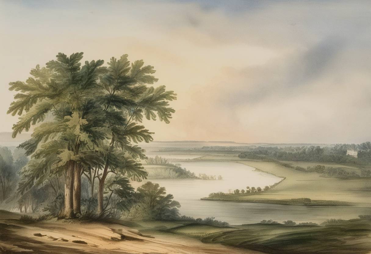 Watercolor painting based depiction of Mississippi was admitted as the 20th state of the United States of America. (1817)