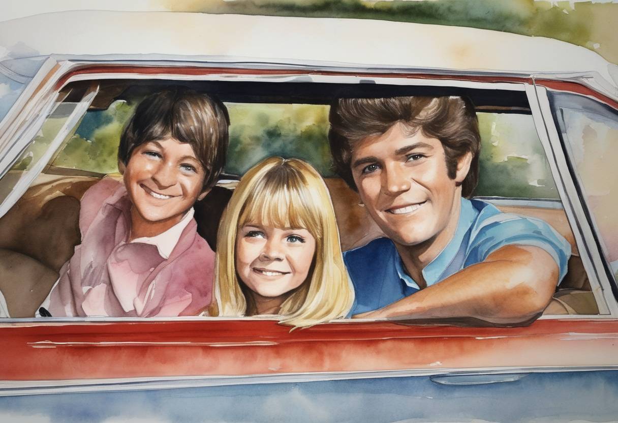 Watercolor painting based depiction of 'The Brady Bunch', an American sitcom, debuted on ABC television. (1969)
