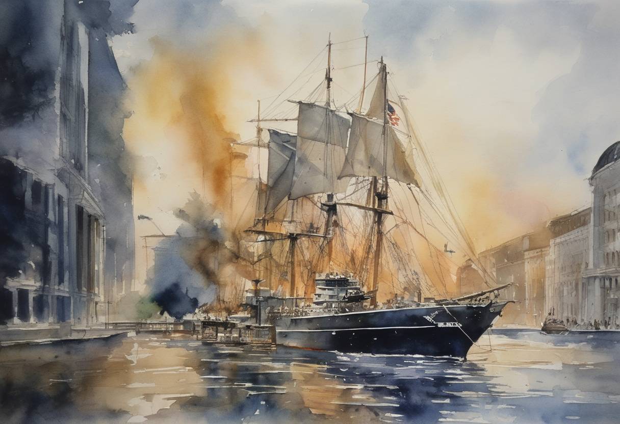 Watercolor painting based depiction of United States Navy intelligence analyst Jonathan Pollard was arrested for espionage, accused of spying for Israel. (1985)