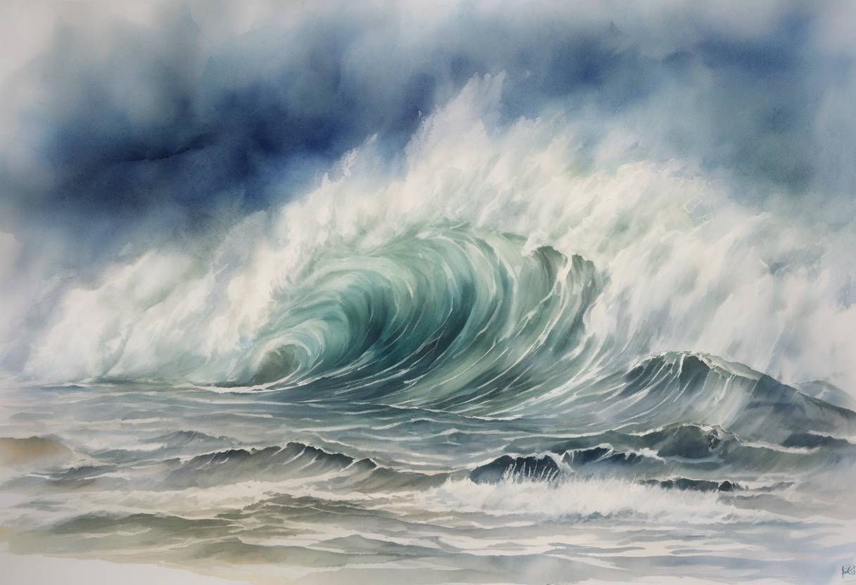 Watercolor painting based depiction of Typhoon Bopha, known in the Philippines as Typhoon Pablo, formed in the western Pacific Ocean and later became one of the deadliest typhoons to hit the Philippines. (2012)