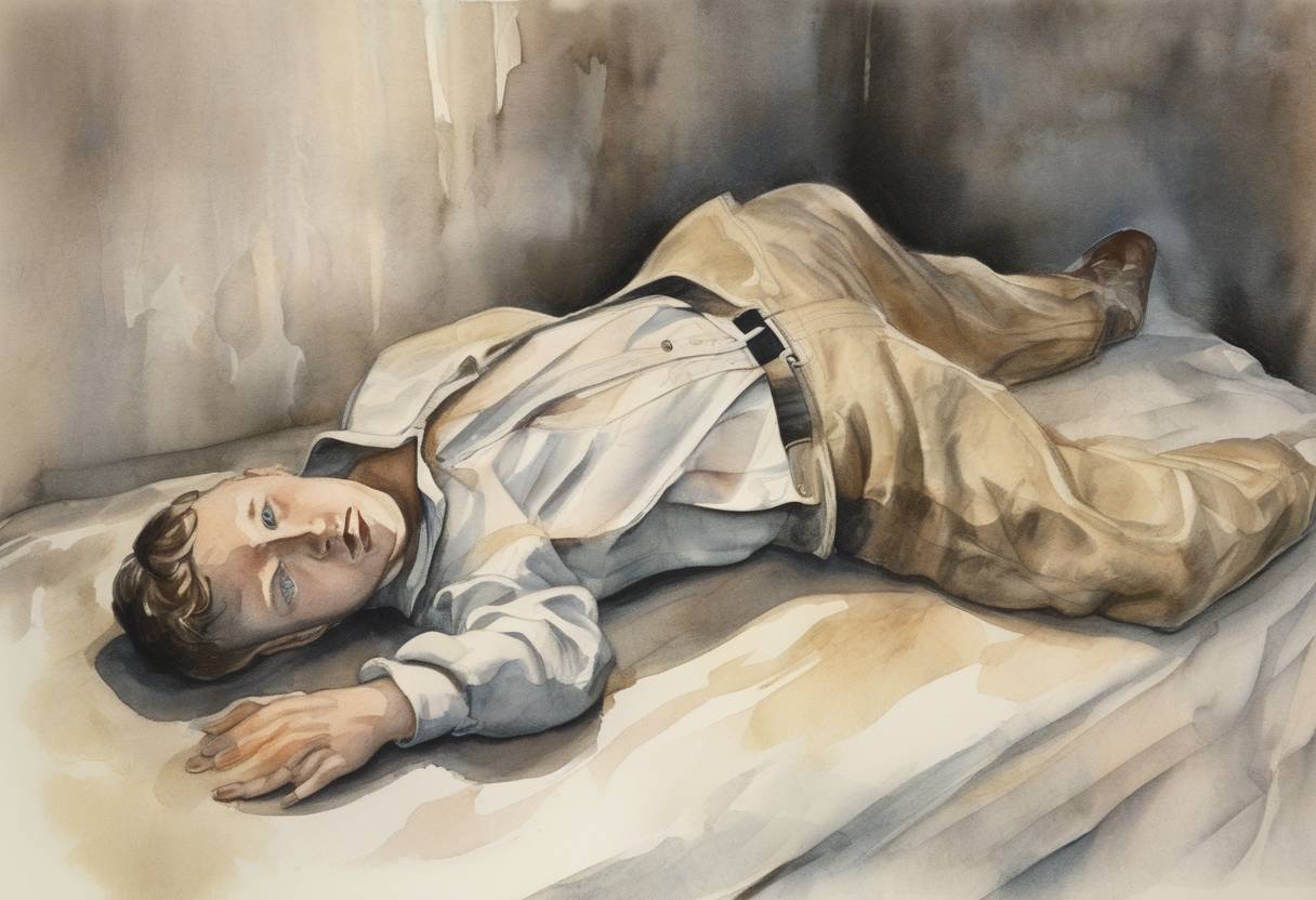 Watercolor painting based depiction of The body of Charles Lindbergh Jr., the kidnapped son of Charles Lindbergh, is found in Hopewell, New Jersey. (1932)