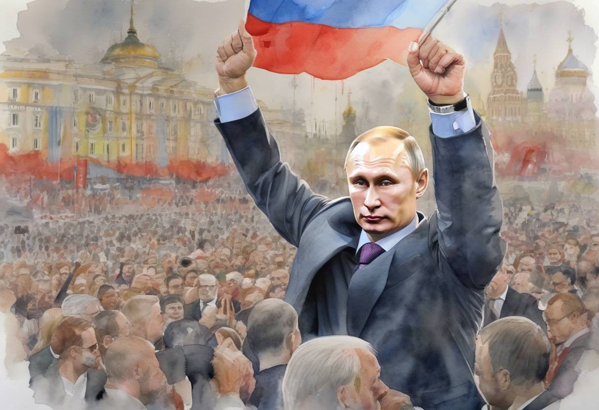 Watercolor painting based depiction of Vladimir Putin was inaugurated for a third term as President of Russia, amid protests and allegations of electoral fraud. (2012)