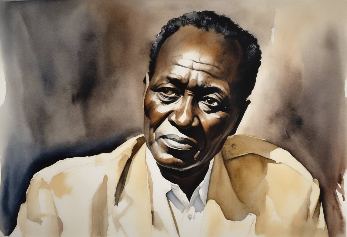 Watercolor painting based depiction of Poet Léopold Sédar Senghor was elected as the first president of Senegal, after the country's independence from France earlier that year. (1960)