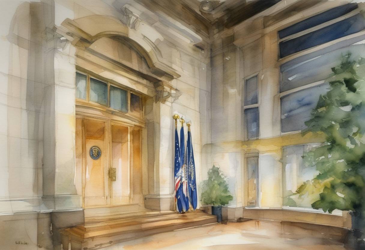 Watercolor painting based depiction of The U.S. Federal Reserve authorizes an emergency loan to American International Group (AIG), effectively nationalizing the insurance giant amid the global financial crisis, in an effort to stave off a collapse that could cause widespread financial instability. (2008)
