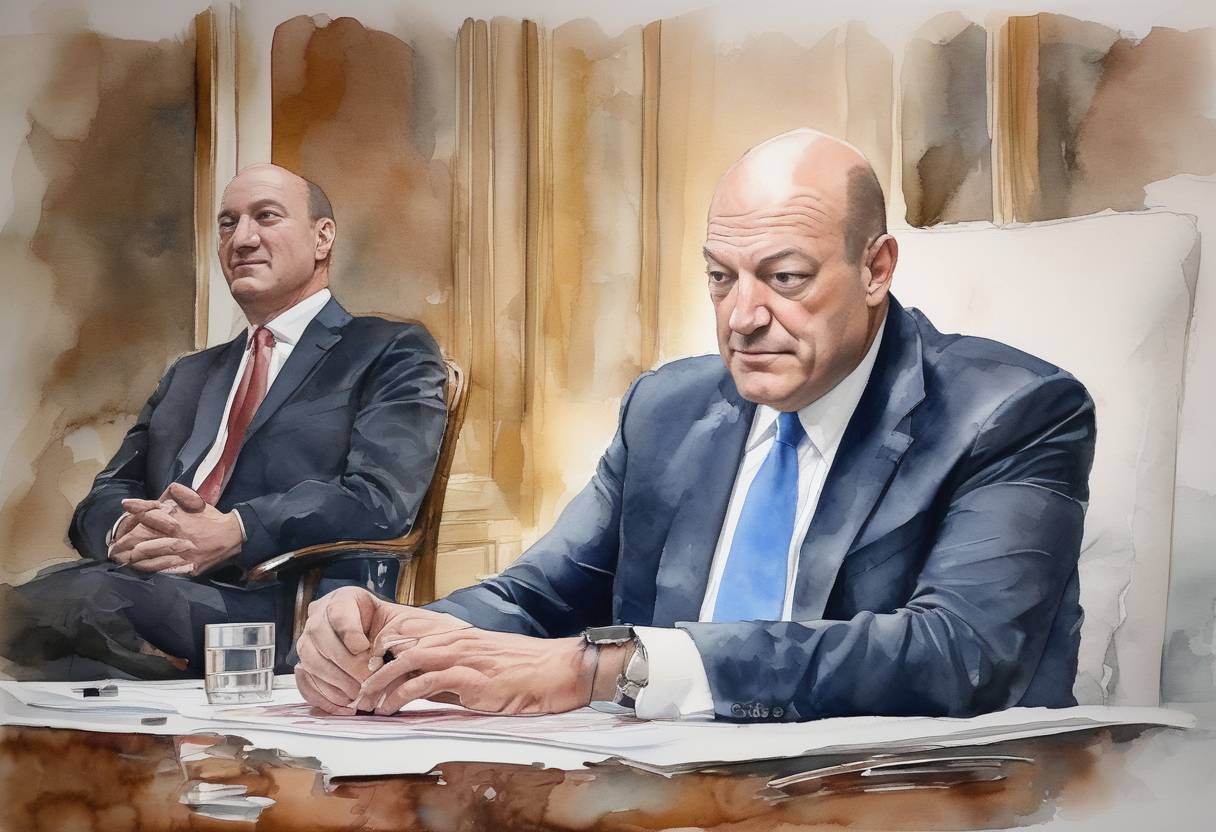 Watercolor painting based depiction of Gary Cohn, the chief economic advisor to U.S. President Donald Trump, resigned from his position following disagreements over tariffs on steel and aluminum imports. (2018)