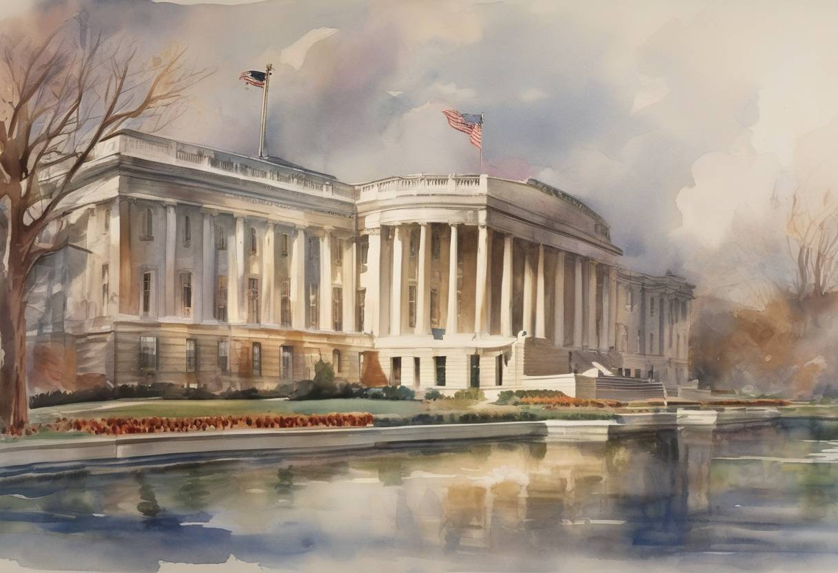 Watercolor painting based depiction of Franklin D. Roosevelt was elected to a third term as President of the United States, breaking the tradition of a two-term limit. (1940)