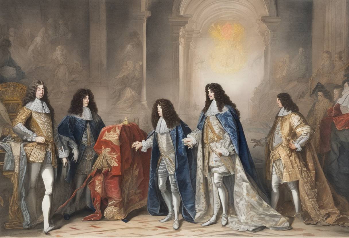 Watercolor painting based depiction of King Charles II of England died, and his brother James II ascended to the throne. (1685)