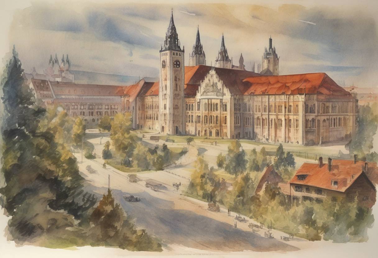 Watercolor painting based depiction of Adolf Hitler published his autobiographical manifesto 'Mein Kampf', outlining his political ideology and future plans for Germany. (1925)