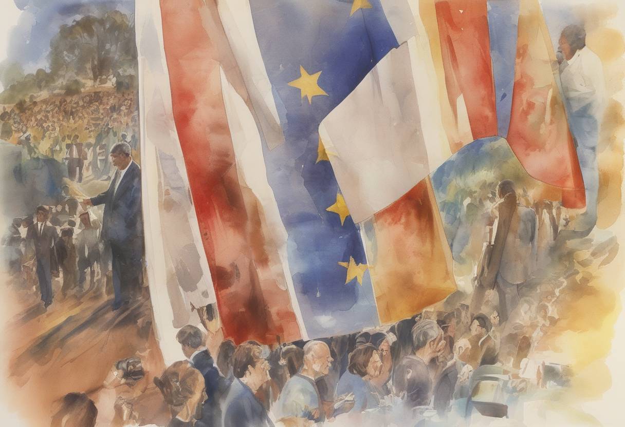 Watercolor painting based depiction of The Australian referendum of 1967 is held, resulting in over 90% of voters supporting the inclusion of Aboriginal Australians in the national census. (1967)