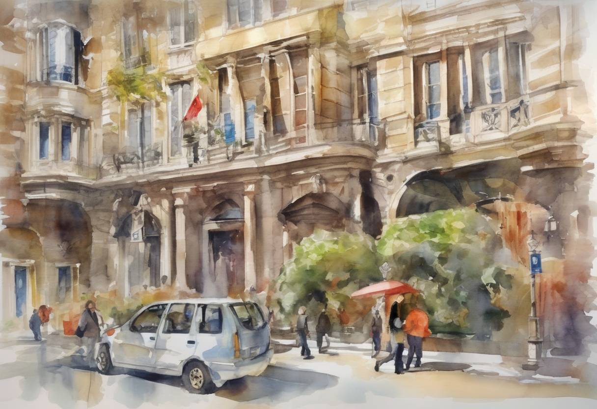 Watercolor painting based depiction of The European Union agreed to a financial aid package for Greece to help address its sovereign debt crisis, marking a significant moment in the European debt crisis. (2010)