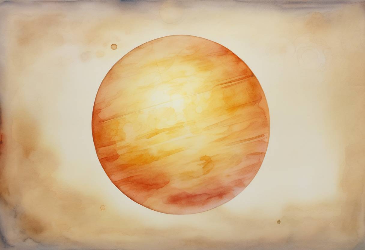 Watercolor painting based depiction of The last transit of Venus of the 21st century occurred, a rare astronomical event where Venus passes directly between the Earth and the Sun. (2012)