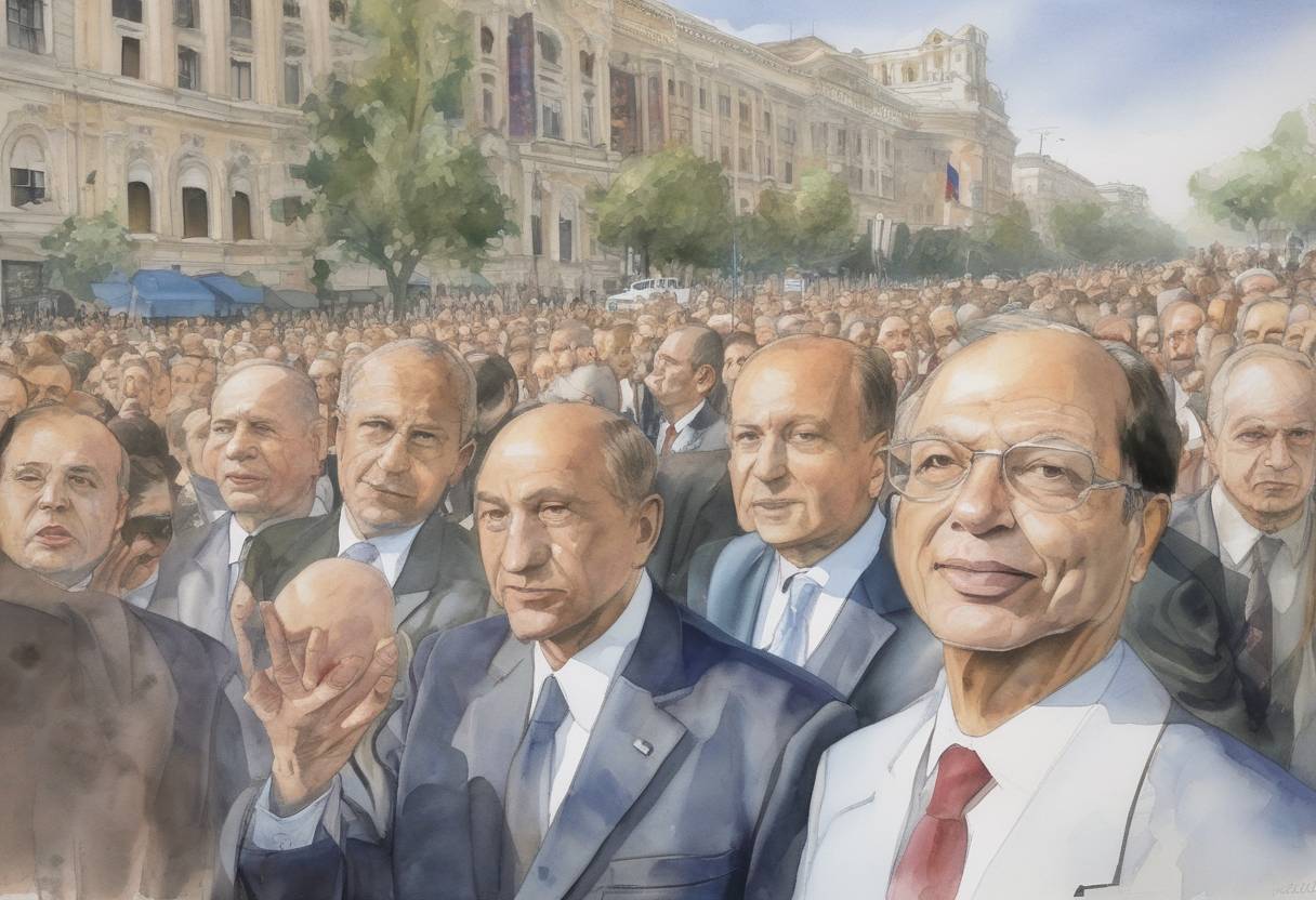 Watercolor painting based depiction of The second round of the Romanian presidential election was held, leading to the election of Traian Băsescu as President of Romania. (2004)