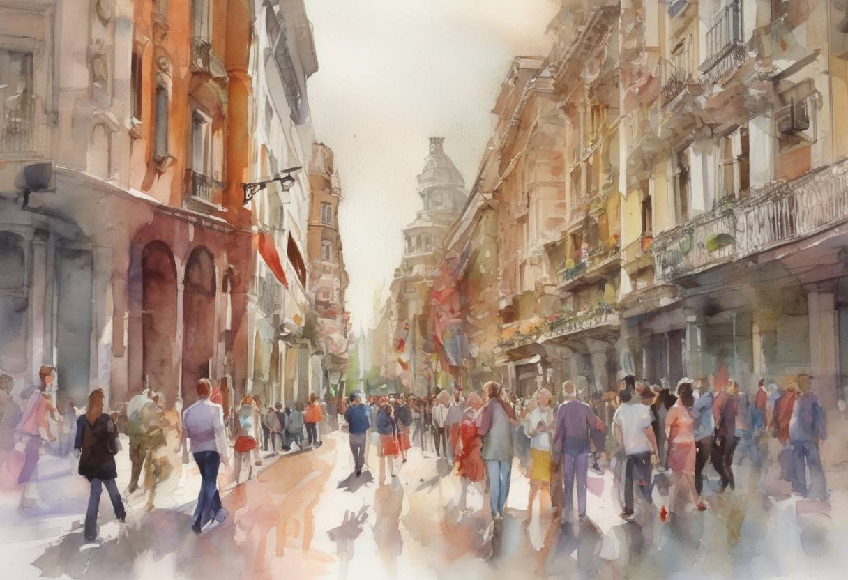 Watercolor painting based depiction of Spain legalized same-sex marriage, becoming the third country in the world to do so after the Netherlands and Belgium. The law granted same-sex couples the same legal rights as heterosexual couples. (2005)