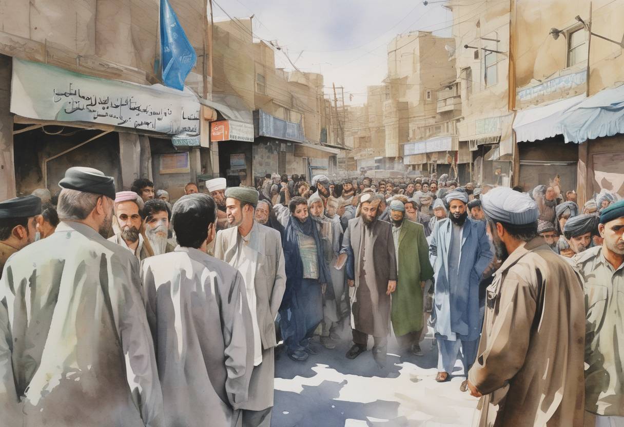 Watercolor painting based depiction of Afghanistan held its second presidential election since the fall of the Taliban, amid widespread allegations of electoral fraud and violence. (2009)