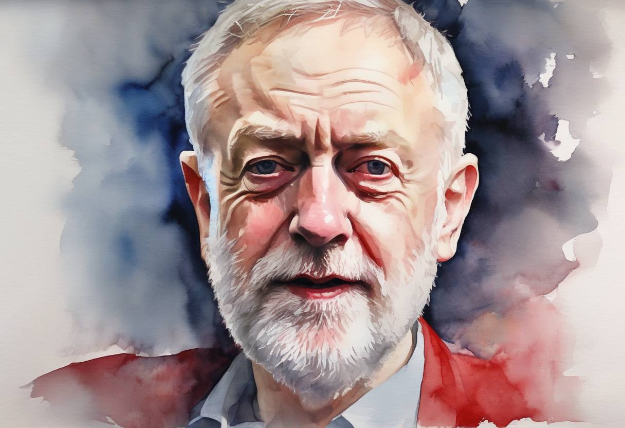 Watercolor painting based depiction of Jeremy Corbyn was elected leader of the Labour Party in the United Kingdom, marking a significant shift to the left in the party's policies. (2015)
