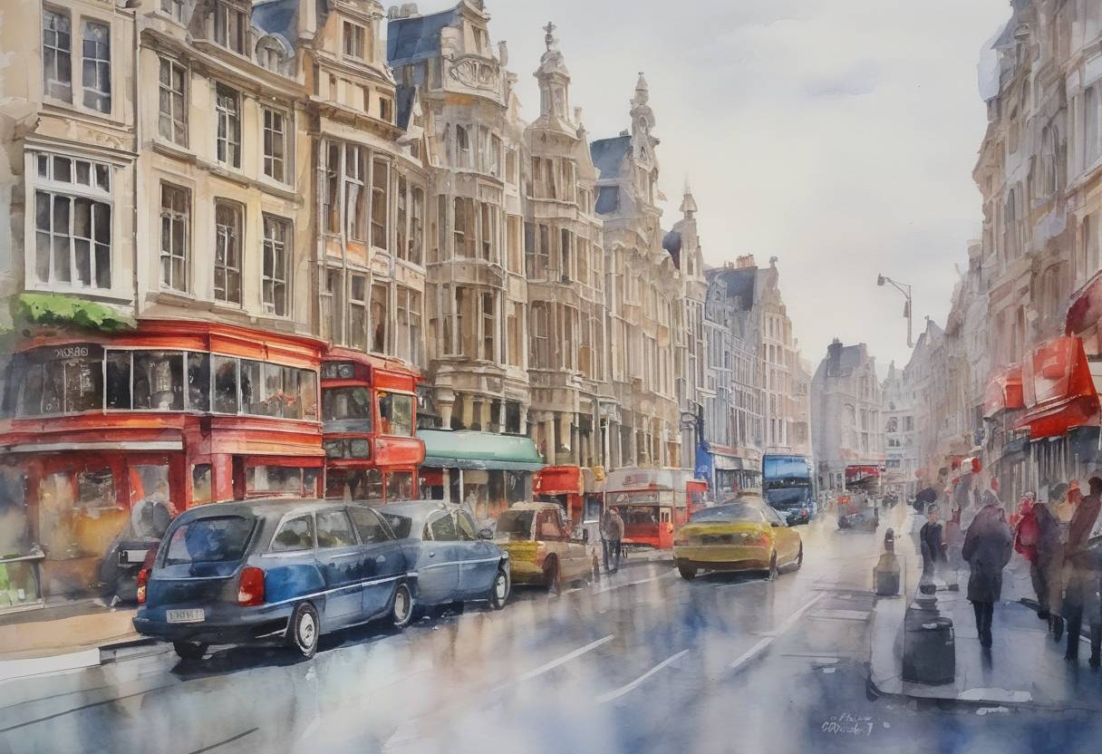 Watercolor painting based depiction of The United Kingdom and the European Union reached a new Brexit deal, which was later rejected by the UK Parliament. (2019)