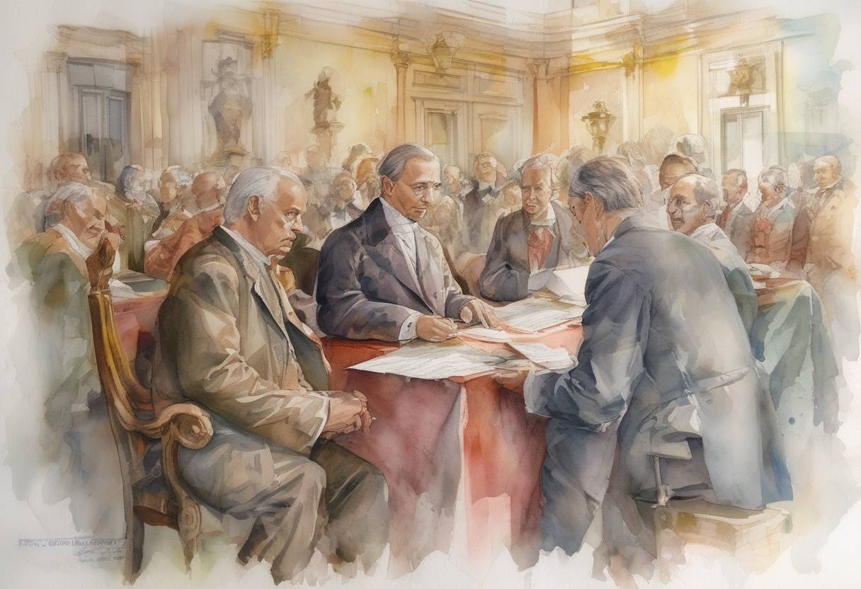 Watercolor painting based depiction of The Treaty of Lisbon, which amended the two treaties that form the constitutional basis of the European Union, came into force. (2009)