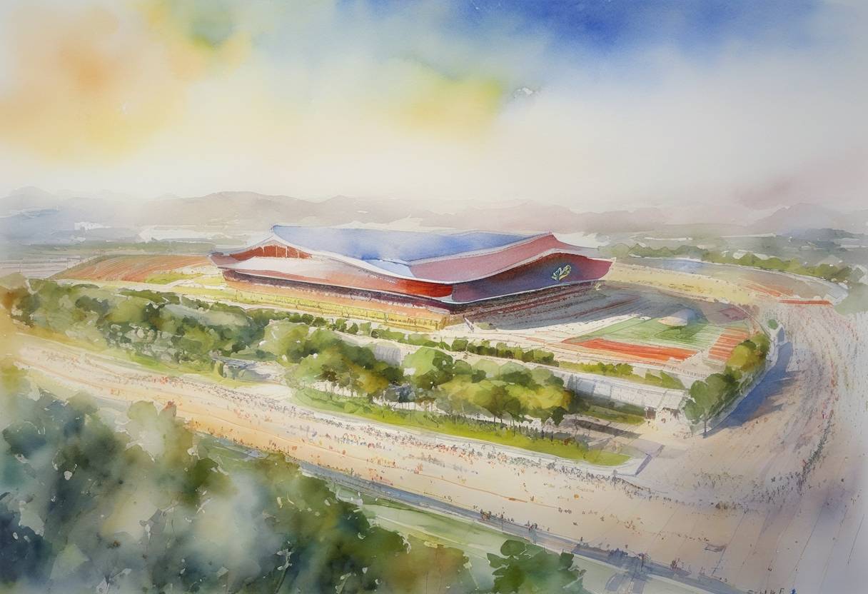 Watercolor painting based depiction of The 2008 Summer Olympics officially conclude in Beijing, China. The games are noted for their impressive display of technological advancement and the host country's significant medal haul, marking a pivotal moment in China's emergence as a major sporting power. (2008)