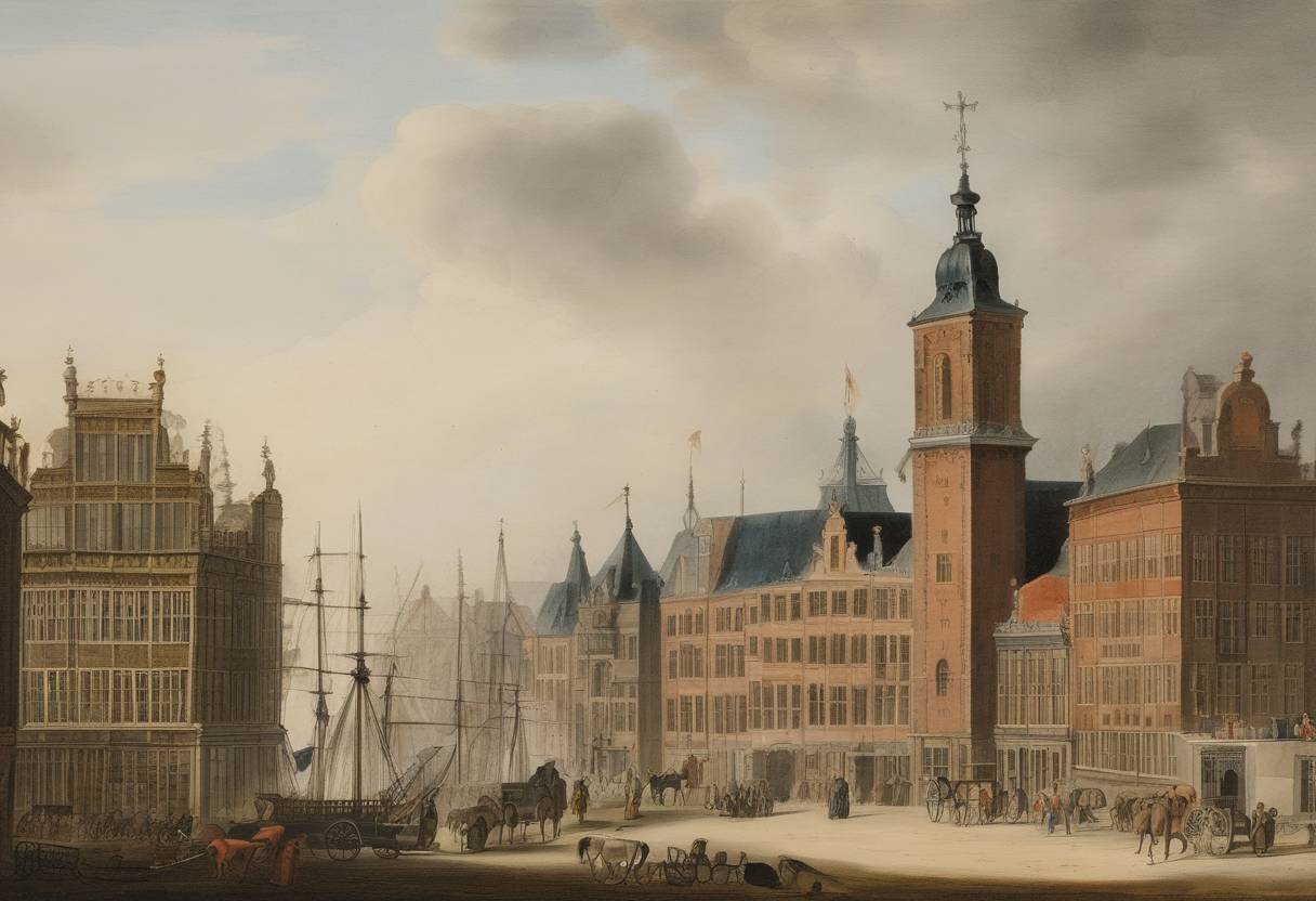 Watercolor painting based depiction of Johan de Witt, a prominent Dutch statesman, and his brother Cornelis were killed by a mob in The Hague during political turmoil within the Dutch Republic. (1672)