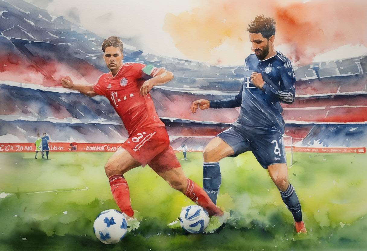 Watercolor painting based depiction of The German Bundesliga became the first major European soccer league to resume matches during the COVID-19 pandemic, implementing strict health protocols. (2020)