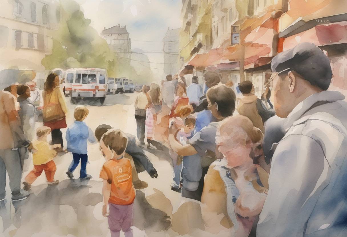 Watercolor painting based depiction of The World Health Organization declared the spread of polio an international public health emergency due to outbreaks in several countries. (2014)