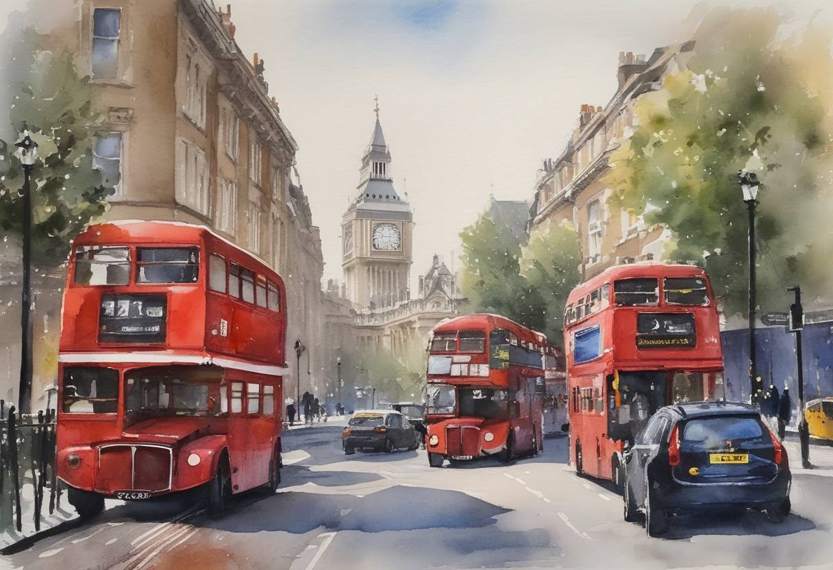 Watercolor painting based depiction of The UK lifted most COVID-19 restrictions in England, marking a significant step in its return to normalcy amid the pandemic. (2021)