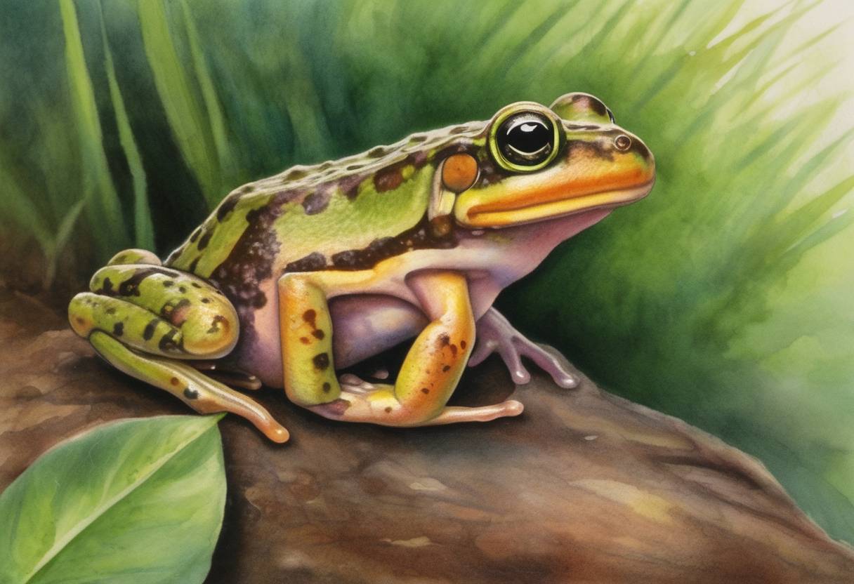 Watercolor painting based depiction of Australian scientists revealed the discovery of the world's smallest known frog on the island of Papua New Guinea. (2009)