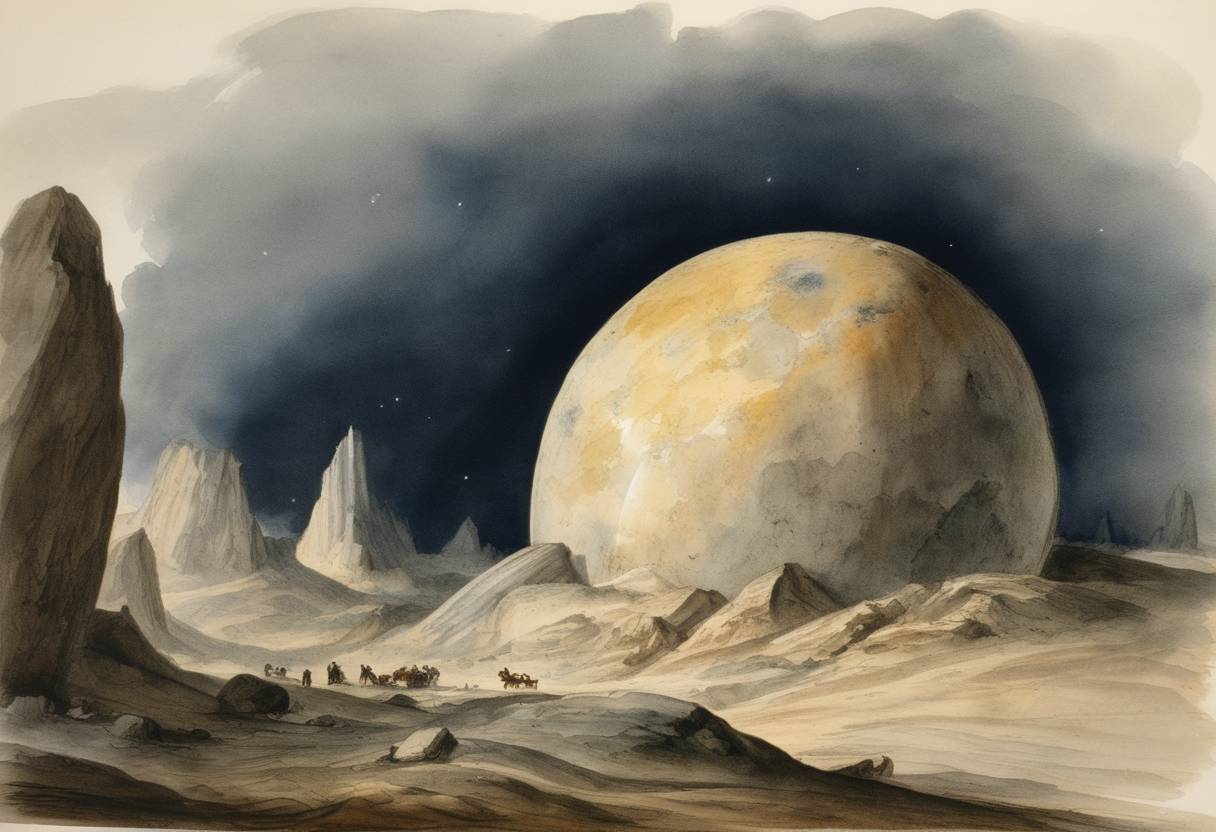 Watercolor painting based depiction of The Pallas asteroid was discovered by German astronomer Heinrich Wilhelm Olbers. (1800)