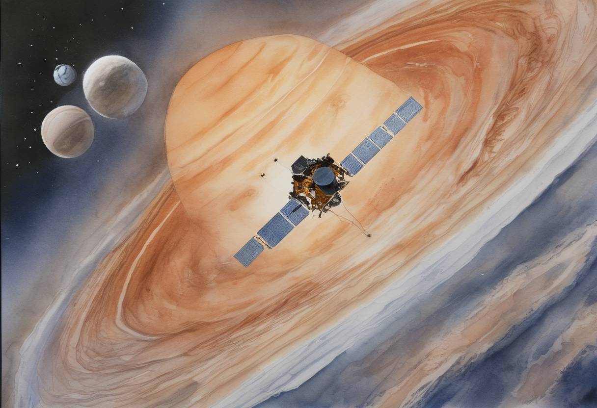 Watercolor painting based depiction of NASA announced that it had lost contact with the Mars Climate Orbiter due to a metric conversion error. (1999)