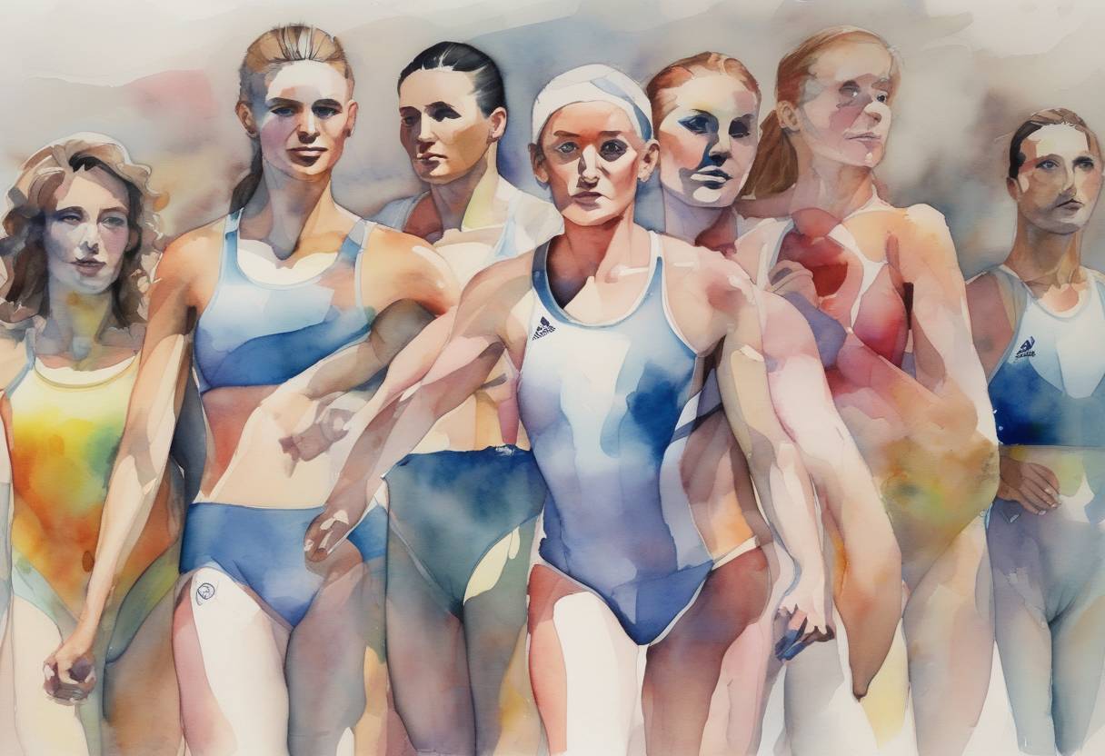 Watercolor painting based depiction of The International Olympic Committee (IOC) announced that it would allow transgender athletes to compete in the Olympics without undergoing sex reassignment surgery, a significant policy change aimed at promoting inclusivity in sports. (2016)