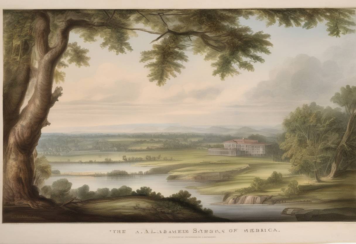 Watercolor painting based depiction of Alabama was admitted as the 22nd state of the United States of America. (1819)