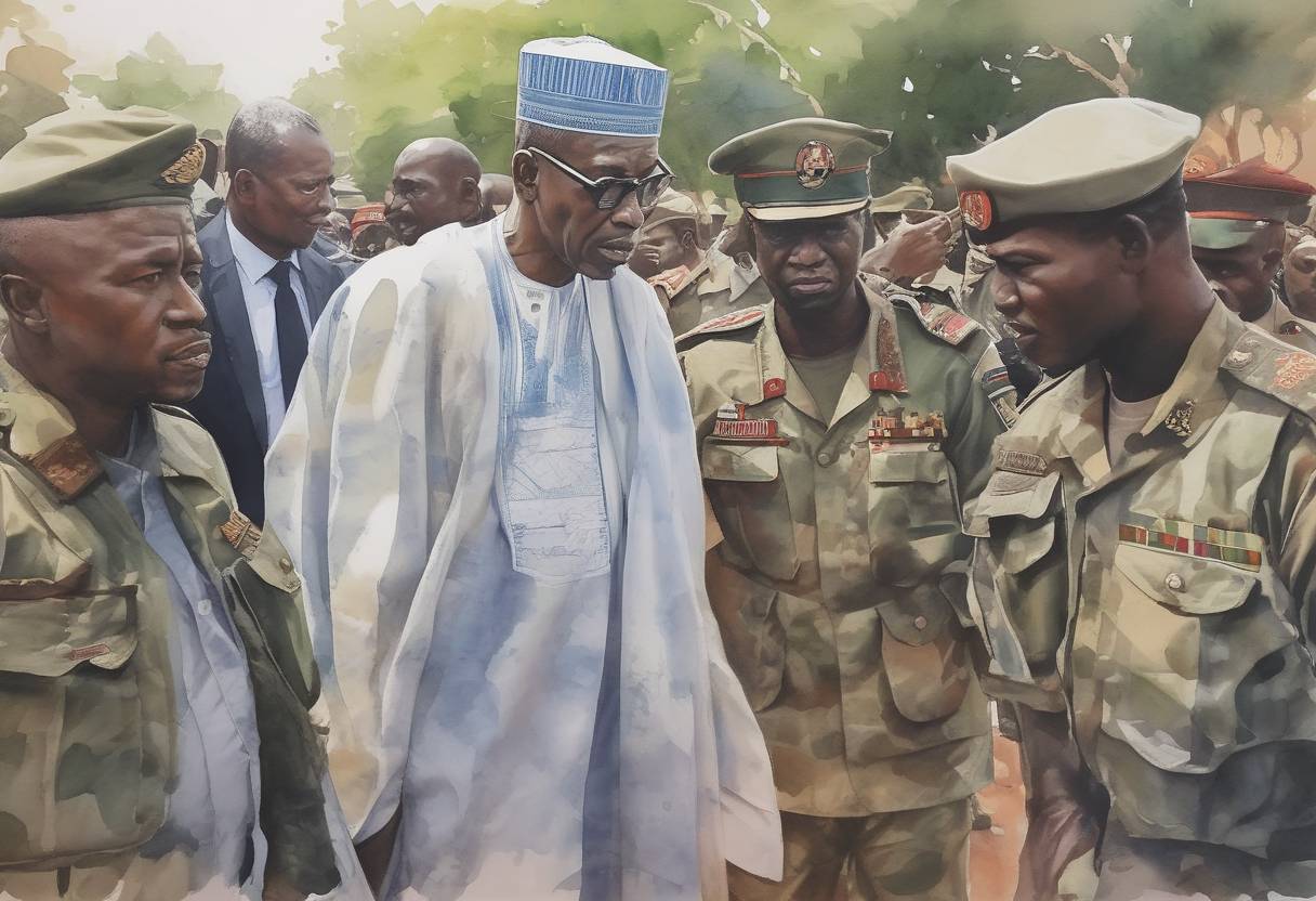Watercolor painting based depiction of Mali's President Ibrahim Boubacar Keïta resigned after being detained by mutinous soldiers, following months of protests against his government. (2020)