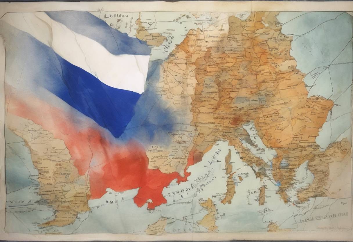 Watercolor painting based depiction of England, Russia, and France form the Triple Entente, a military alliance. (1907)